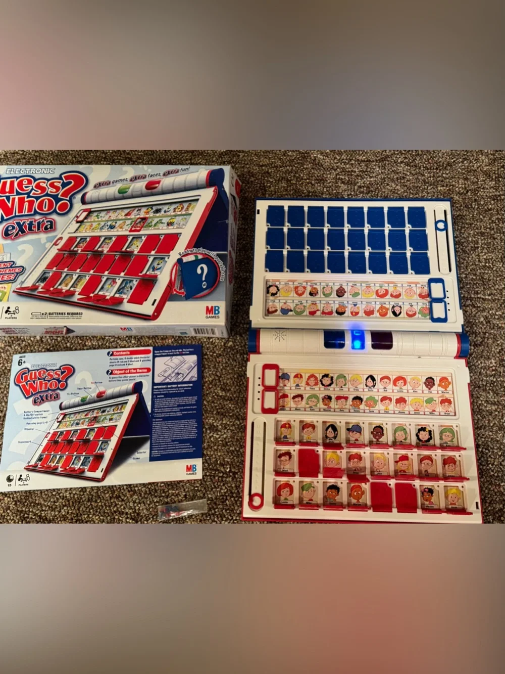 Guess Who? Extra - Red & Blue Electronic Kids Game: Complete: tested: